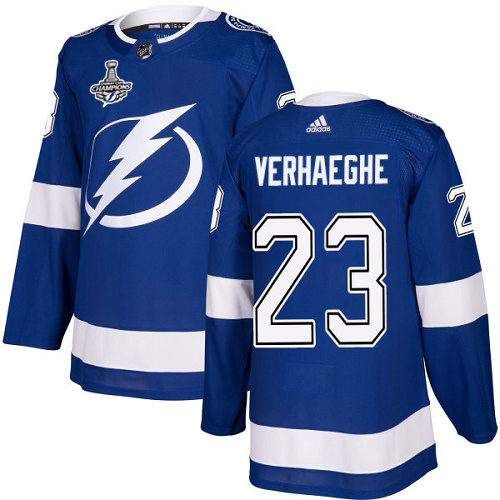 Adidas Tampa Bay Lightning #23 Carter Verhaeghe Blue Home Authentic Youth 2020 Stanley Cup Champions Stitched NHL Jersey->youth nhl jersey->Youth Jersey